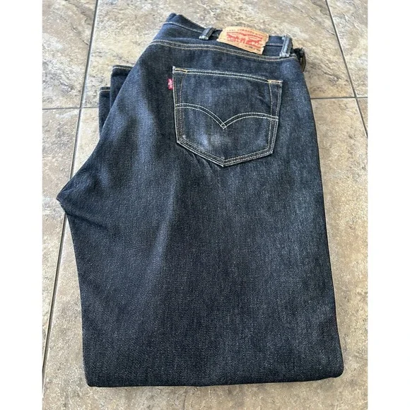 Levis Jeans Mens 38 Black 100% Cotton 501 Straight Denim Pants 38x30 Fit 38X29 - Picture 1 of 7